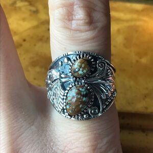 Genuine Turquoise Sterling Silver Eagle Ring Size 8